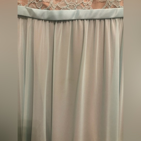Mori Lee Madeline Gardner bridesmaid dress mint / nude lace and chiffon - Picture 5 of 12